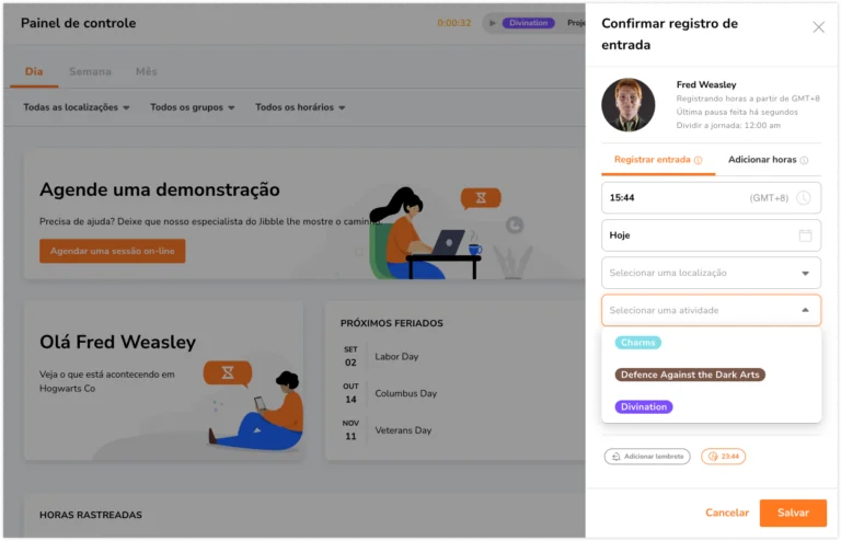 registrar entrada com atividade